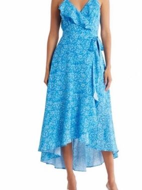 Hutch Blue Floral High-Low Wrap Dress